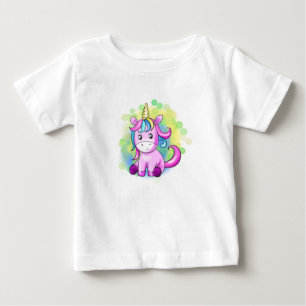 Camiseta De Bebé unicornio rosa de dibujos animados