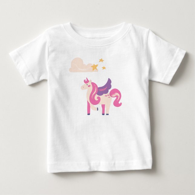 Camiseta de bebé unicornio rosa lindo (Anverso)