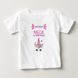 Camiseta De Bebé Unicornio rosa mágico de cumpleaños