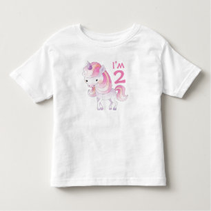 Camiseta De Bebé Unicornio rosado con la edad del niño