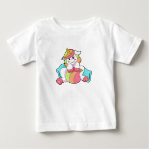 Camiseta De Bebé Unicornio tímido con almohada