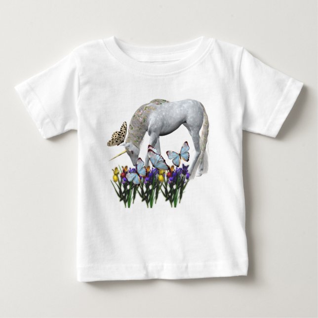 Camiseta De Bebé Unicornio Y Mariposas (Anverso)