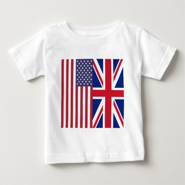 Camiseta De Bebé Union Jack y banderas de los Estados Unidos de (Anverso)