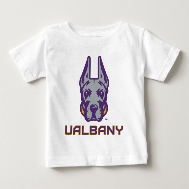 Camiseta De Bebé Universidad de Albany Great Danes (Anverso)