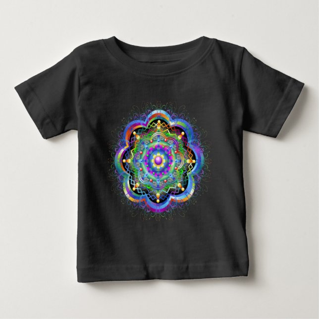 Camiseta De Bebé Universo Mandala Psicodélico  (Anverso)
