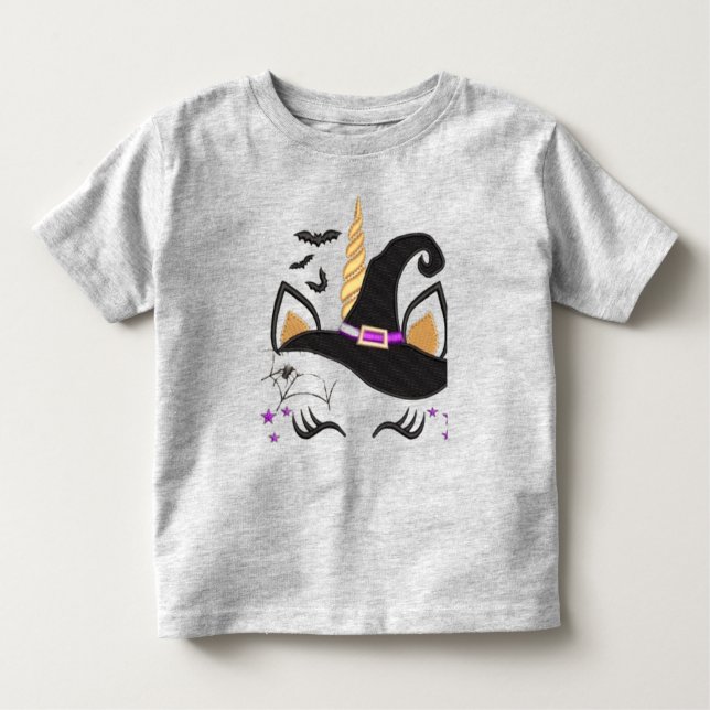 Camiseta De Bebé Uniwitch, linda bruja unicornio, linda Halloween (Anverso)