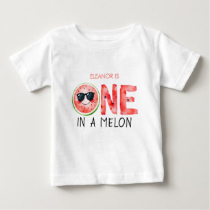Camiseta De Bebé Uno en un melón cumpleaños 1er acuarela sandía