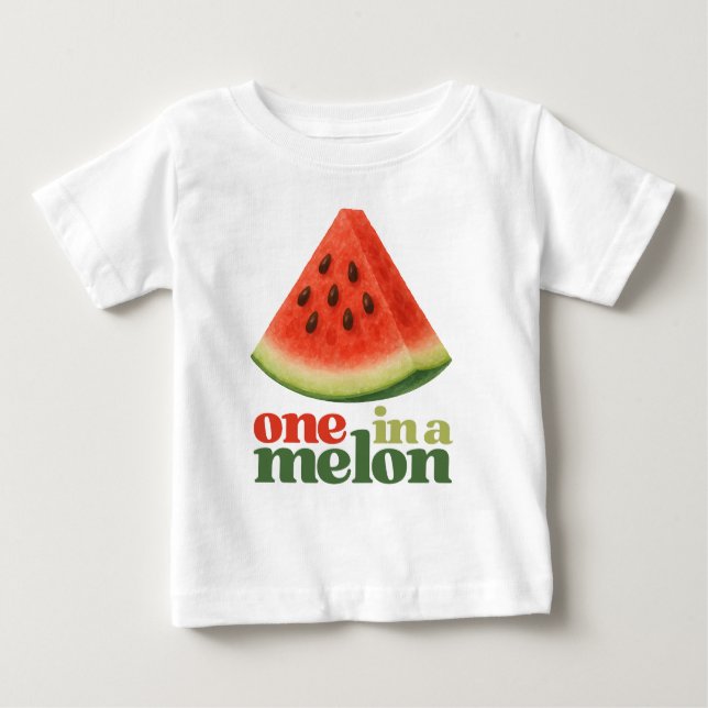 Camiseta De Bebé Uno en un melón, cumpleaños de un año (Anverso)