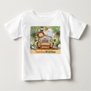 Camiseta De Bebé Uno Rápido Uno Salvaje Safari Animales Coche Cumpl
