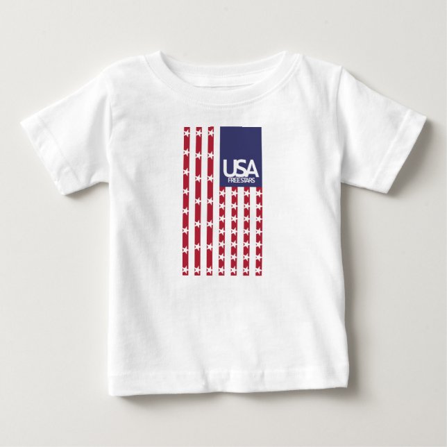 CAMISETA DE BEBÉ USA/EEUU FREE STARS FLAG BY MASANSER PIXELAT (Anverso)