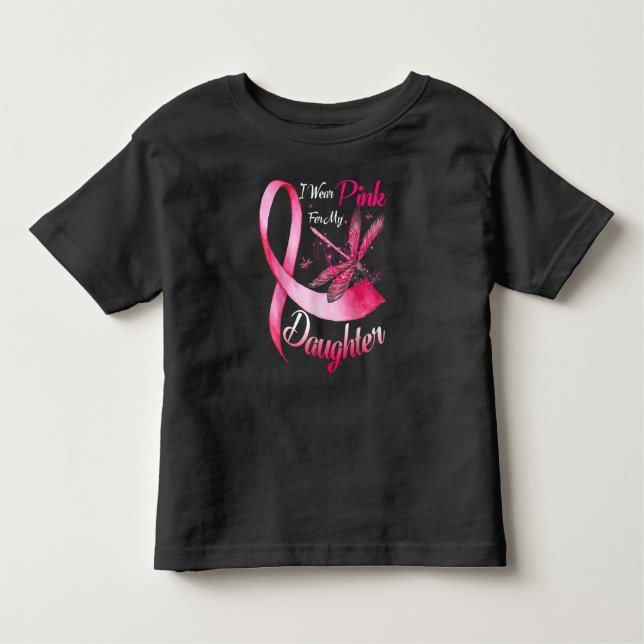 Camiseta De Bebé Uso Rosa Para Mi Hija Dragonfly Cance De Mama (Anverso)