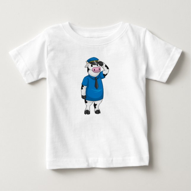 Camiseta De Bebé Vaca como oficial de policía con gorra de policía (Anverso)