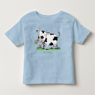 Camiseta De Bebé Vaca corta en ilustracion personalizado de campo v