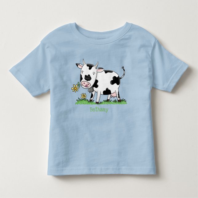Camiseta De Bebé Vaca corta en ilustracion personalizado de campo v (Anverso)