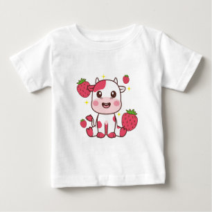 Camiseta De Bebé Vaca de fresa, vaca dulce, Mascota de vaca rosa