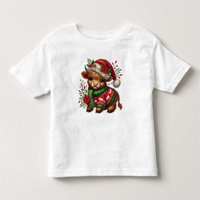 Camiseta De Bebé Vaca de Navidad de las Tierras Altas del Bebé  (Anverso)