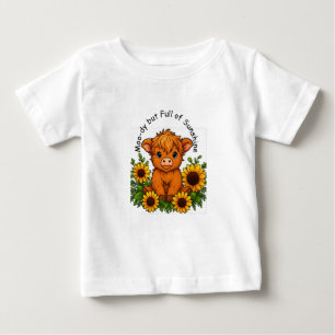 Camiseta De Bebé Vaca dulce con girasoles