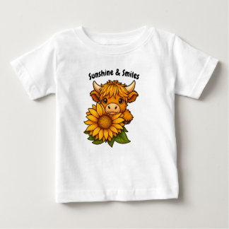 Camiseta De Bebé Vaca dulce y girasol