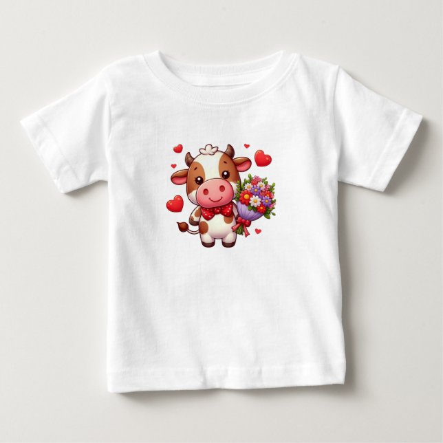 Camiseta De Bebé Vaca El día de San Valentín (Anverso)