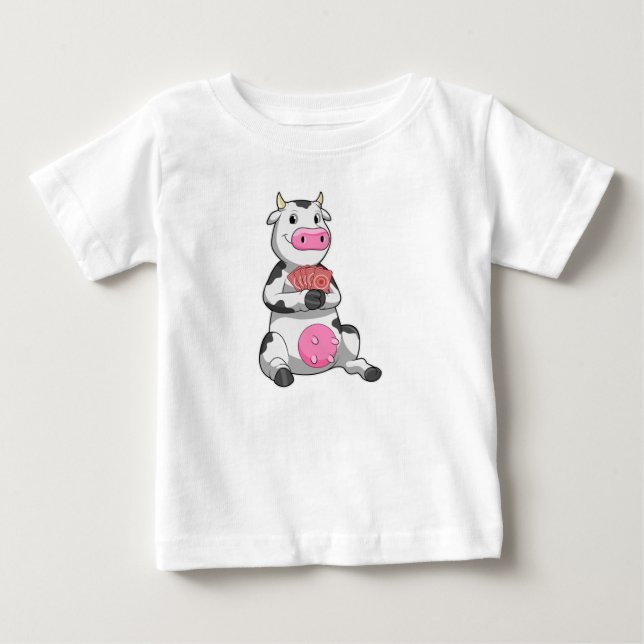 Camiseta De Bebé Vaca en el póker con tarjetas de póker (Anverso)
