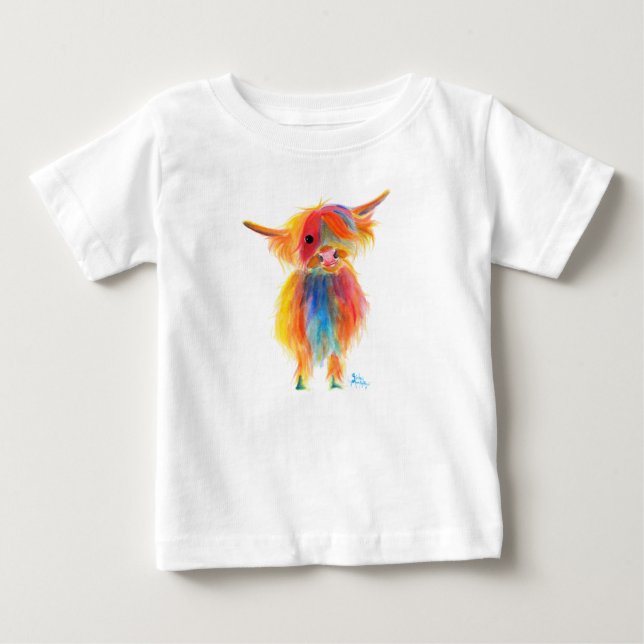 Camiseta De Bebé Vaca escocesa "ANGEL" de Shirley MacArth (Anverso)