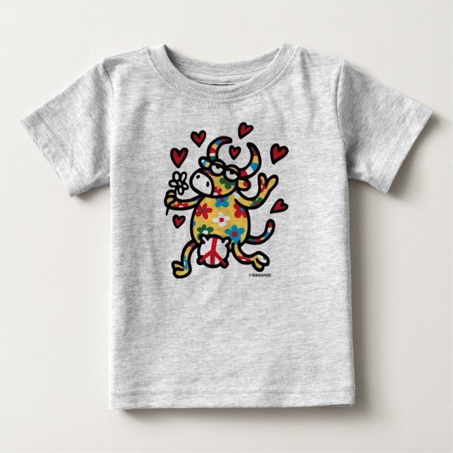 Camiseta De Bebé Vaca Hippy (Anverso)