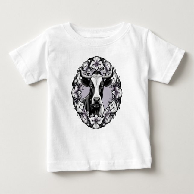 Camiseta De Bebé Vaca Láctea Rodeada De Una Guirnalda De Violeta De (Anverso)