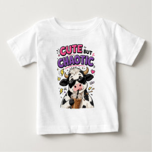 Camiseta De Bebé Vaca linda pero caótica con café con hielo