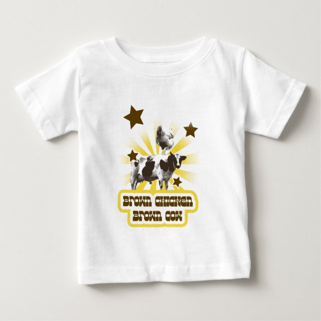 Camiseta De Bebé Vaca marrón de pollo pardo 2 (Anverso)