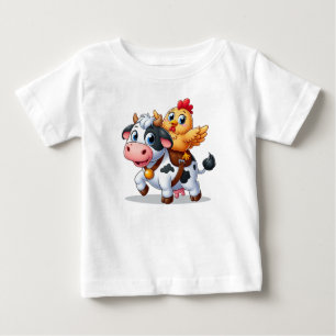 Camiseta De Bebé vaca/pollo personalizado lindo