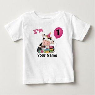 Camiseta De Bebé Vaca por el primer cumpleaños de los chicas