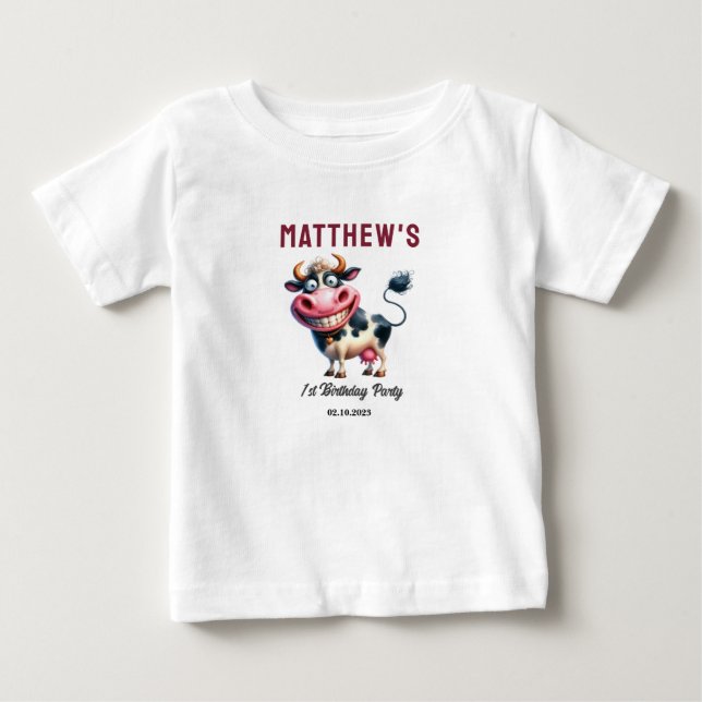 Camiseta De Bebé ¡Vaca Sagrada! 1er Cumpleaños | Primer Cumpleaños  (Anverso)
