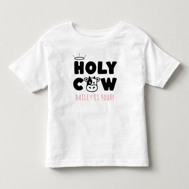 Camiseta De Bebé Vaca Santa Nombre y Edad Cumpleaños Chicas Cumplea (Anverso)