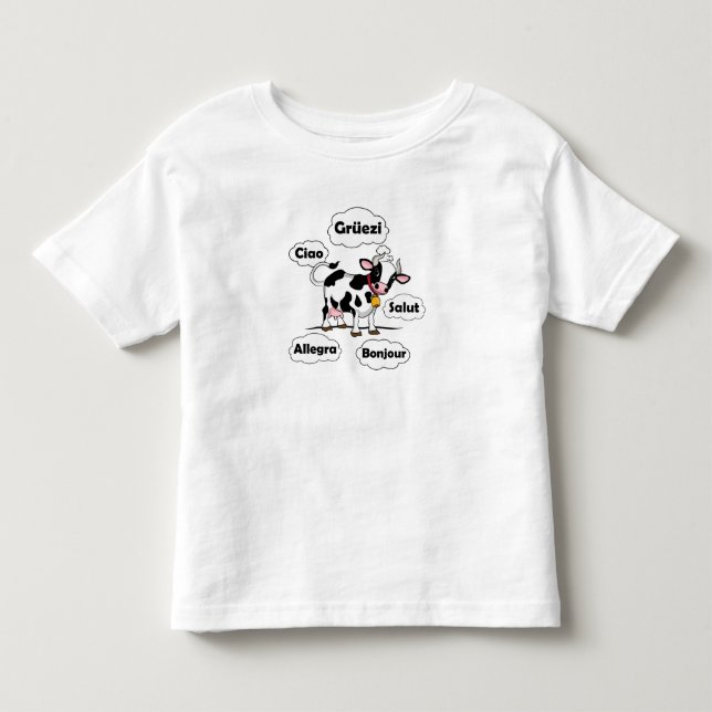 Camiseta De Bebé Vaca suiza Grüezi Bonjour Ciao Suiza Viaje (Anverso)