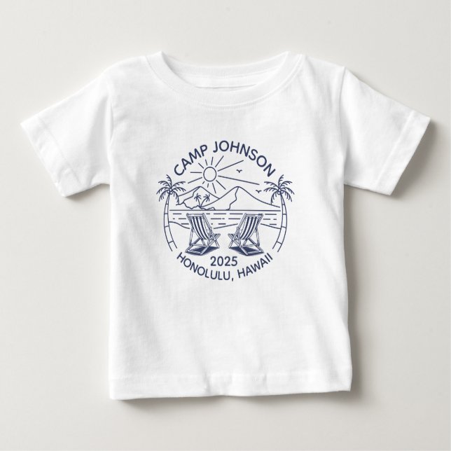 Camiseta De Bebé Vacaciones de playa personalizadas para familias G (Anverso)