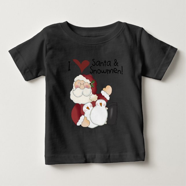 Camiseta De Bebé Vacaciones de Santa y Snowmen adoran Navidades (Anverso)