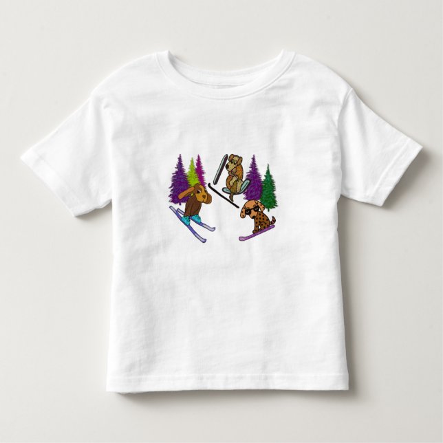 Camiseta De Bebé Vacaciones del esquí del perrito (Anverso)