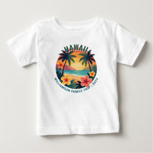 Camiseta De Bebé Vacaciones familiares personalizadas retro hawaian
