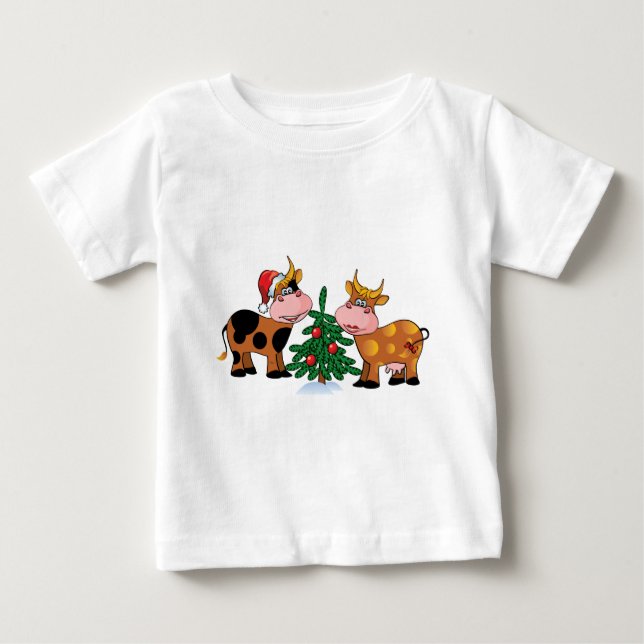 Camiseta De Bebé Vacas del navidad (Anverso)