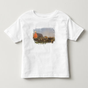 Camiseta De Bebé vacas lecheras Holstein fuera de un granero al ama