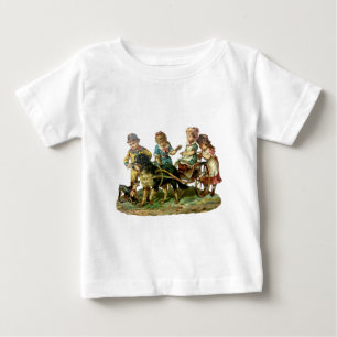 Camiseta De Bebé Vagón Antiguo de Niños y Perro
