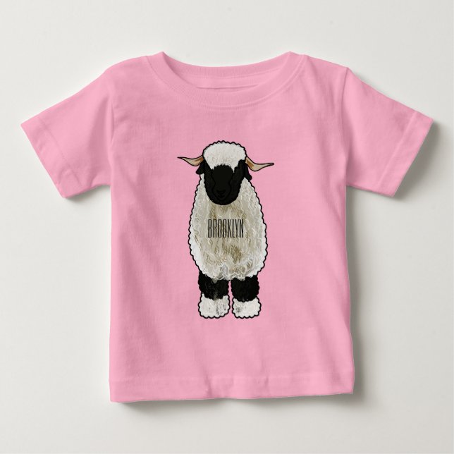 Camiseta De Bebé Valais Blacknose ilustracion personalizado ovino (Anverso)