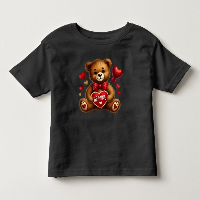 Camiseta De Bebé Valentine Be Mine Teddy Bear Red (Anverso)