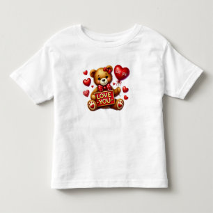 Camiseta De Bebé Valentine I Love You Teddy Bear Red
