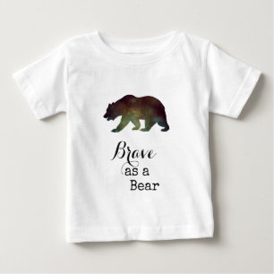 Camiseta De Bebé Valiente como una osa tipografía de acuarela