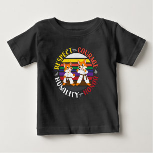 Camiseta De Bebé Valores de Karate - Silhouettes de Fox de corte li