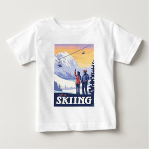 Camiseta De Bebé Vamos a esquiar la impresión de cosecha