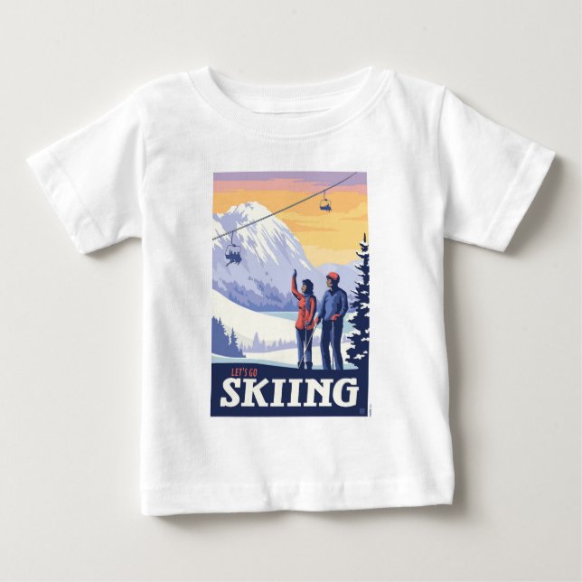 Camiseta De Bebé Vamos a esquiar la impresión de cosecha (Anverso)