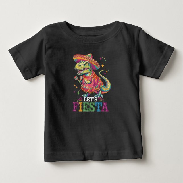 Camiseta De Bebé Vamos a Fiesta Cinco De Mayo T Rex Dinosaurio (Anverso)