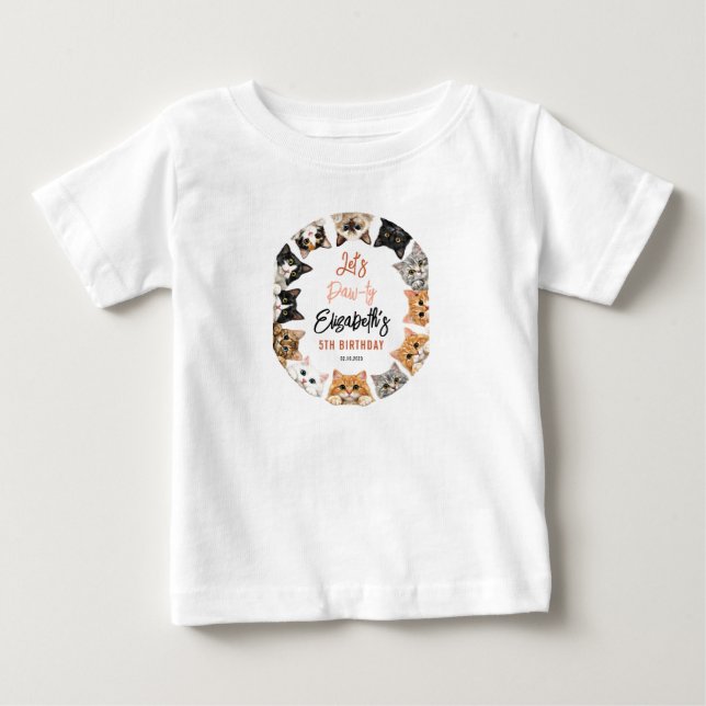 Camiseta De Bebé Vamos a Pawty Gato 5 Cumpleaños | Cumpleaños Perso (Anverso)